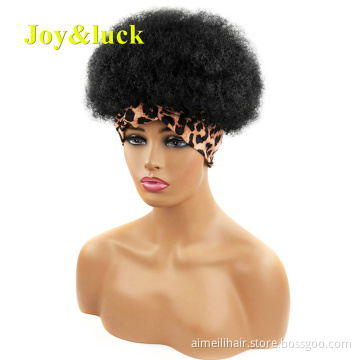 Hairband African Ladies Black Hair Head Band Short Afro Kinky Curly Headband Wigs for Black Women Synthetic Hair Wigs